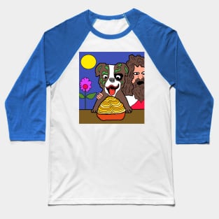 Pixel art Jesus Christ with dog eating spaghetti Baseball T-Shirt